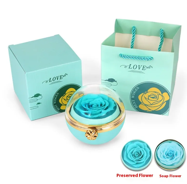Eternal Bloom rotating jewelry box with preserved flower – view 3