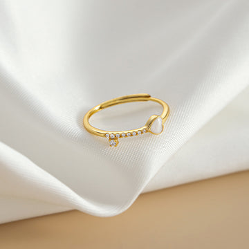 Adjustable heart charm ring with electroplated finish – view 5