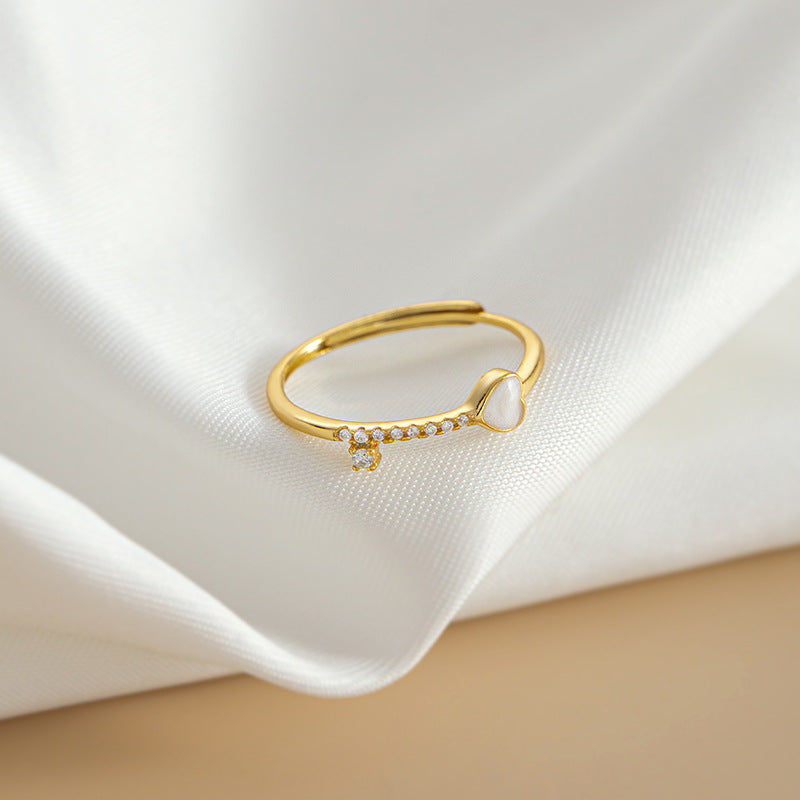 Adjustable heart charm ring with electroplated finish – view 5