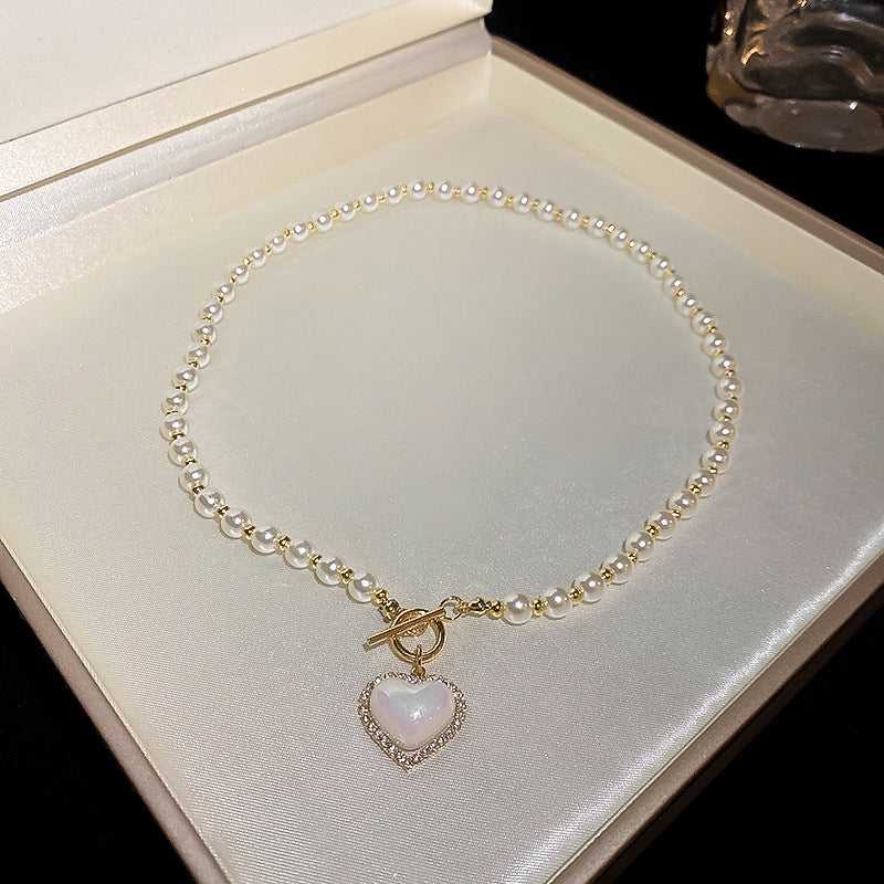 Pearl & Rhinestone Tassel Choker Necklace
