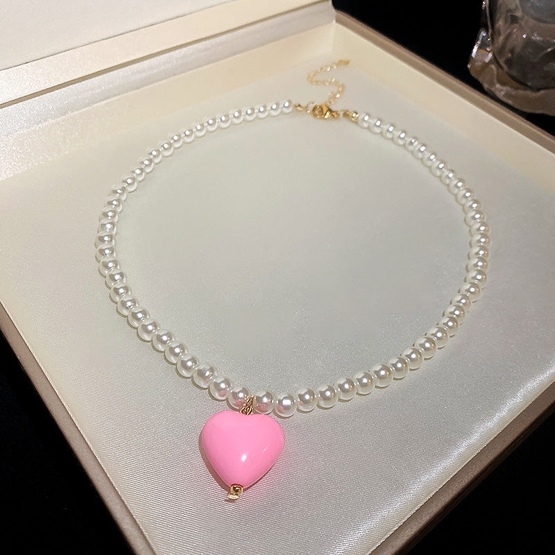 Pearl & Rhinestone Tassel Choker Necklace