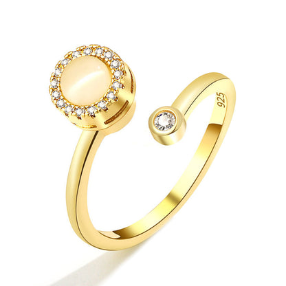 Opal Spinning Ring – Minimalist Fidget Ring in Rose Gold, White Gold & Yellow Gold