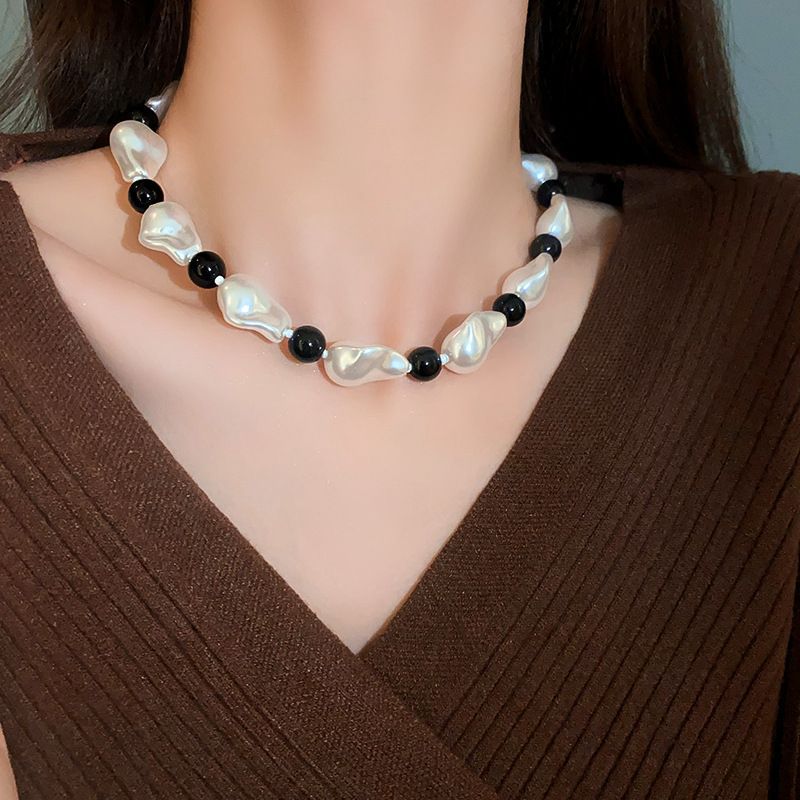 Pearl & Rhinestone Tassel Choker Necklace