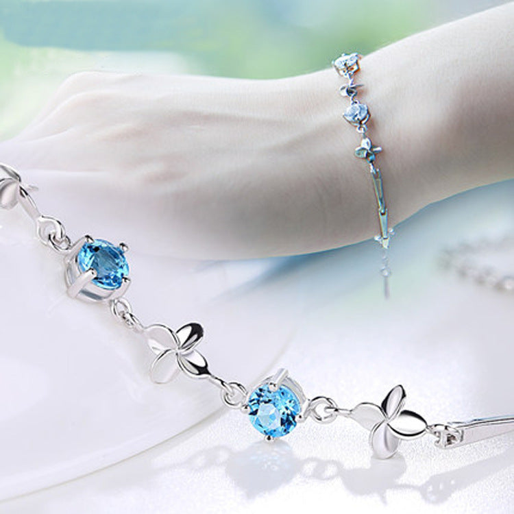 Silver Fashion Four-Leaf Clover Bracelet for Women