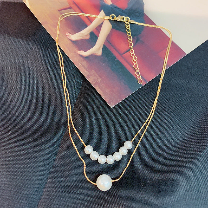 Pearl & Rhinestone Tassel Choker Necklace