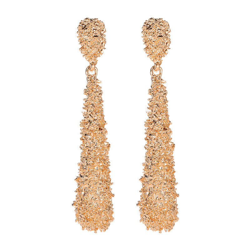 Water drop teardrop dangle earrings in plated stainless steel – view 3