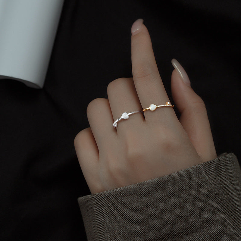 Adjustable heart charm ring with electroplated finish – view 10
