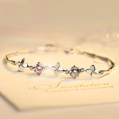 Four Leaf Clover Bracelet | Sterling Silver | Hypoallergenic | 3 Colors
