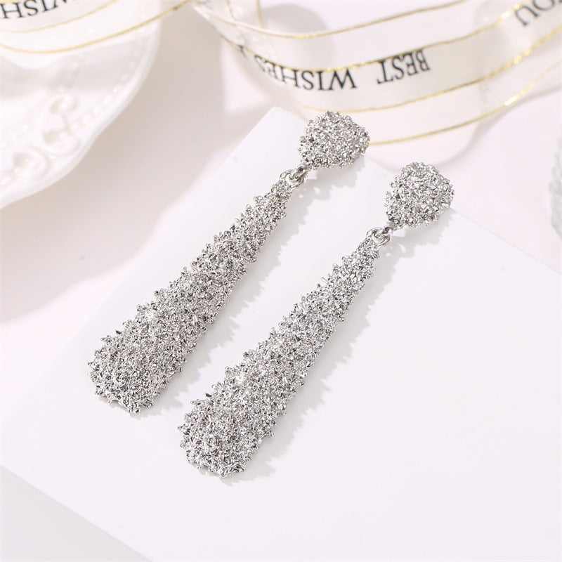 Water drop teardrop dangle earrings in plated stainless steel – view 4
