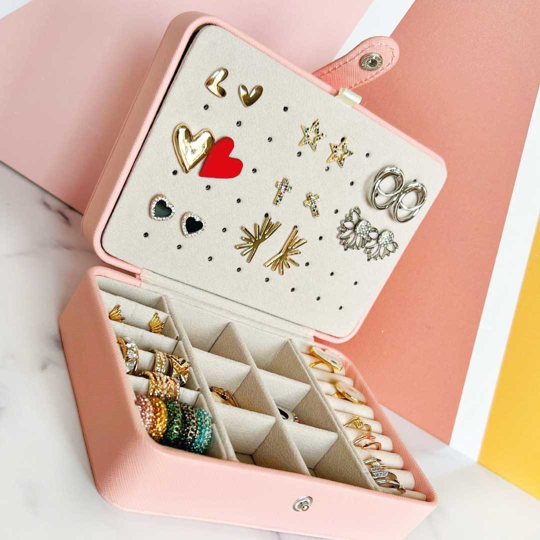 Vegan leather travel jewelry box