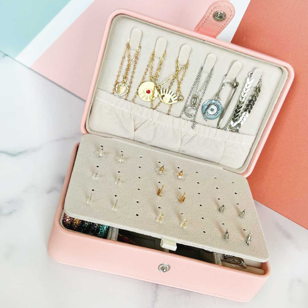 Vegan leather travel jewelry box