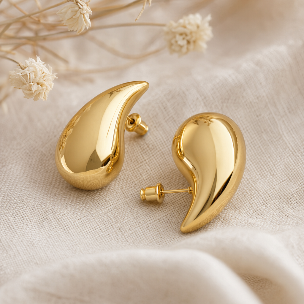 Gold-tone brass dome statement earrings – alternate view