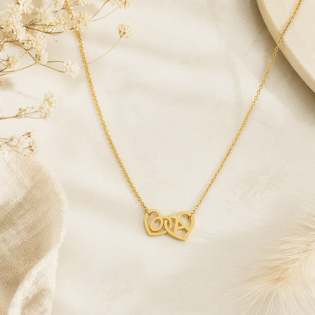 Initial Heart Necklace – 14K Gold Plated Dainty Letter Necklace