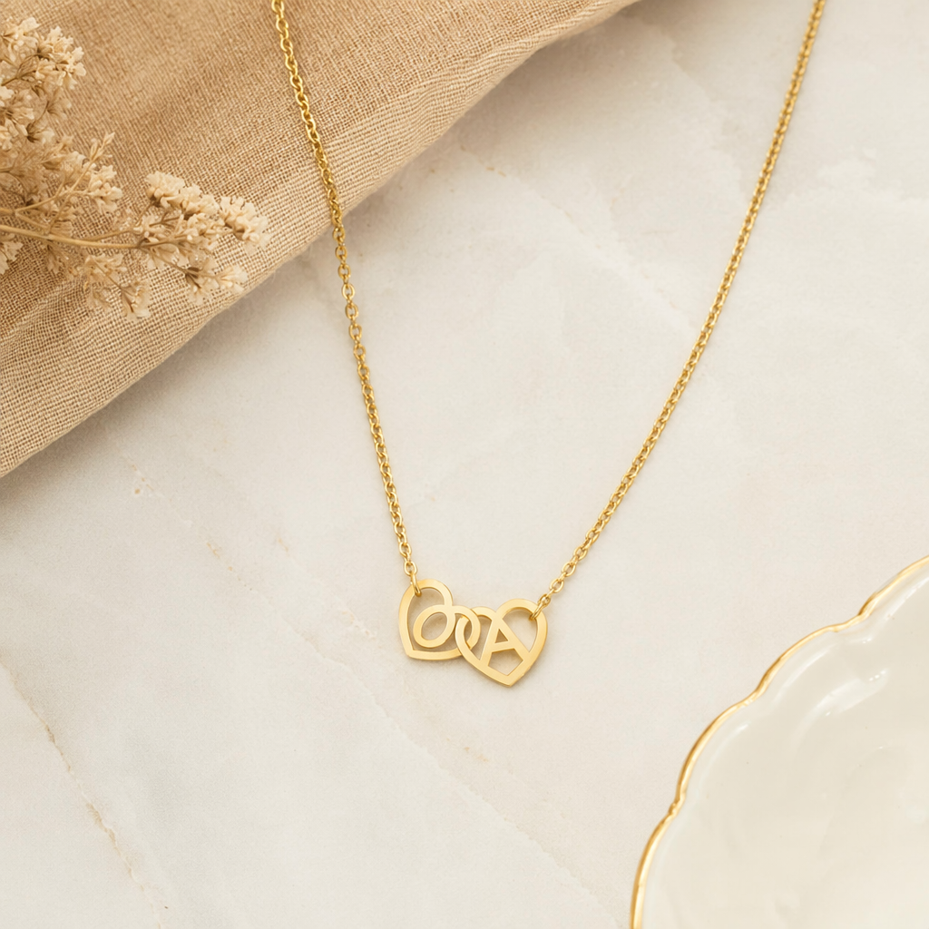 Initial Heart Necklace – 14K Gold Plated Dainty Letter Necklace