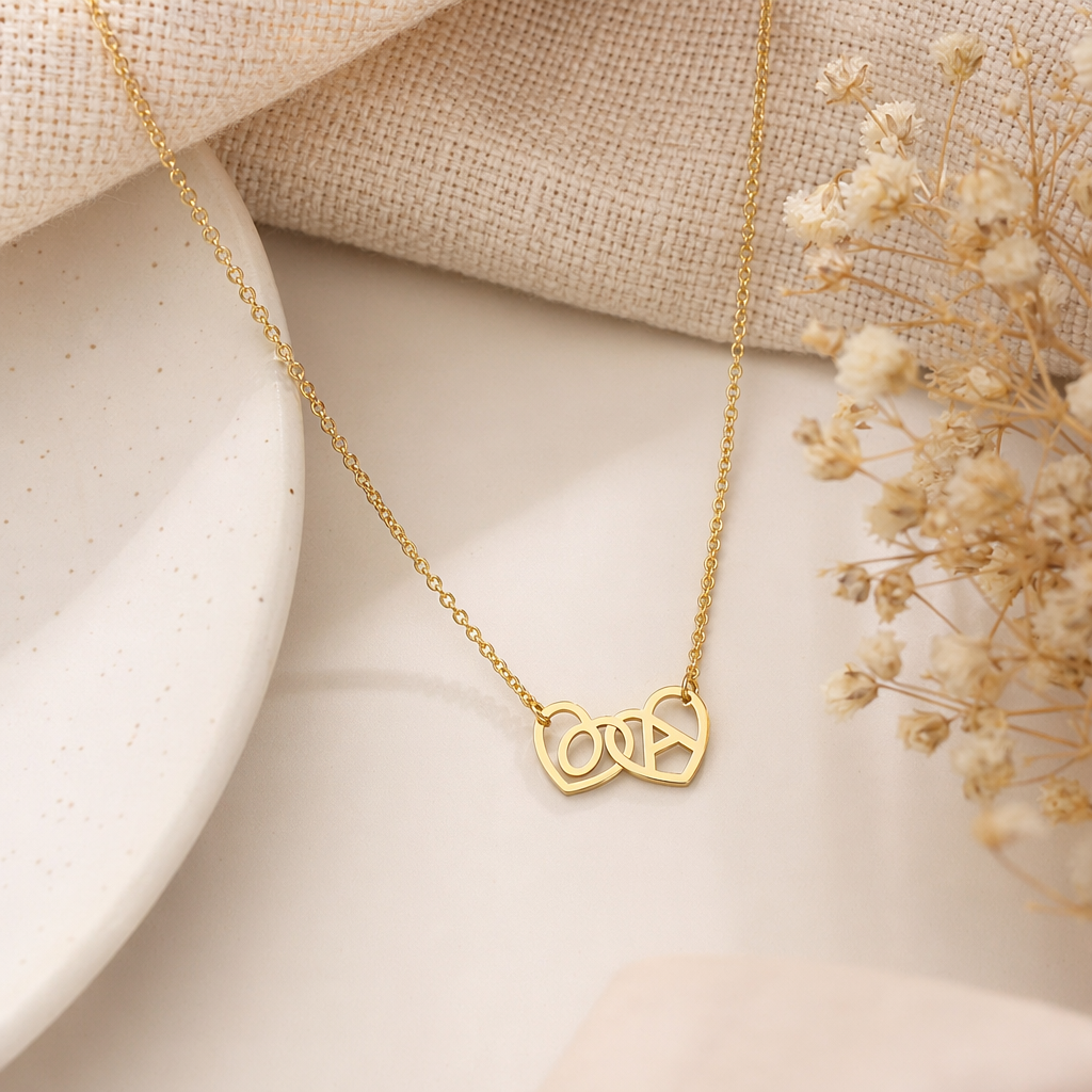 Initial Heart Necklace – 14K Gold Plated Dainty Letter Necklace
