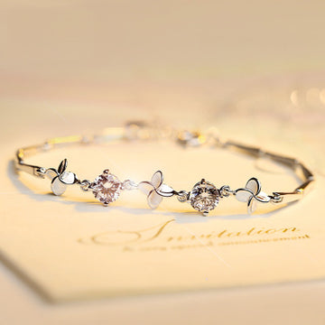 Silver Fashion Four-Leaf Clover Bracelet for Women