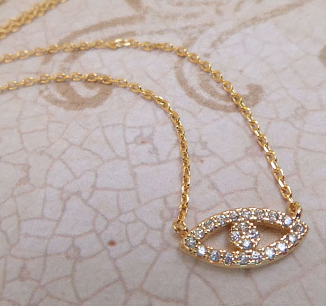 Abby evil eye necklace in 18K gold vermeil over sterling silver – view 3