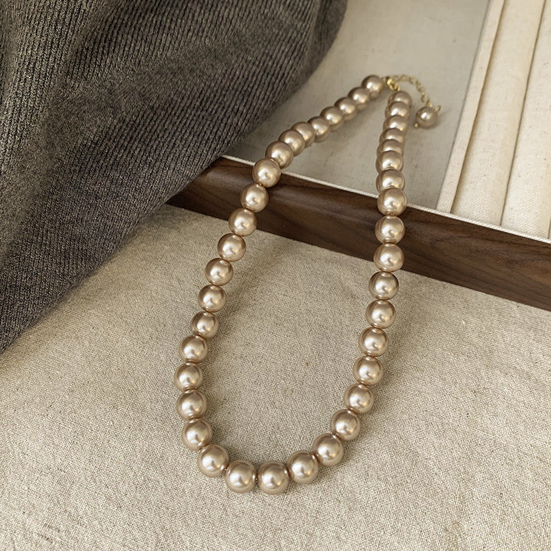 Pearl & Rhinestone Tassel Choker Necklace