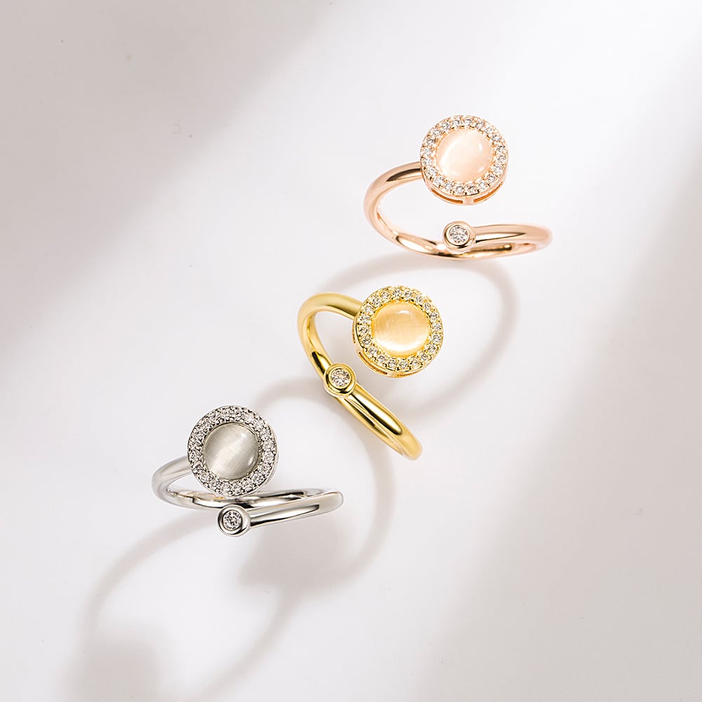 Opal Spinning Ring – Minimalist Fidget Ring in Rose Gold, White Gold & Yellow Gold