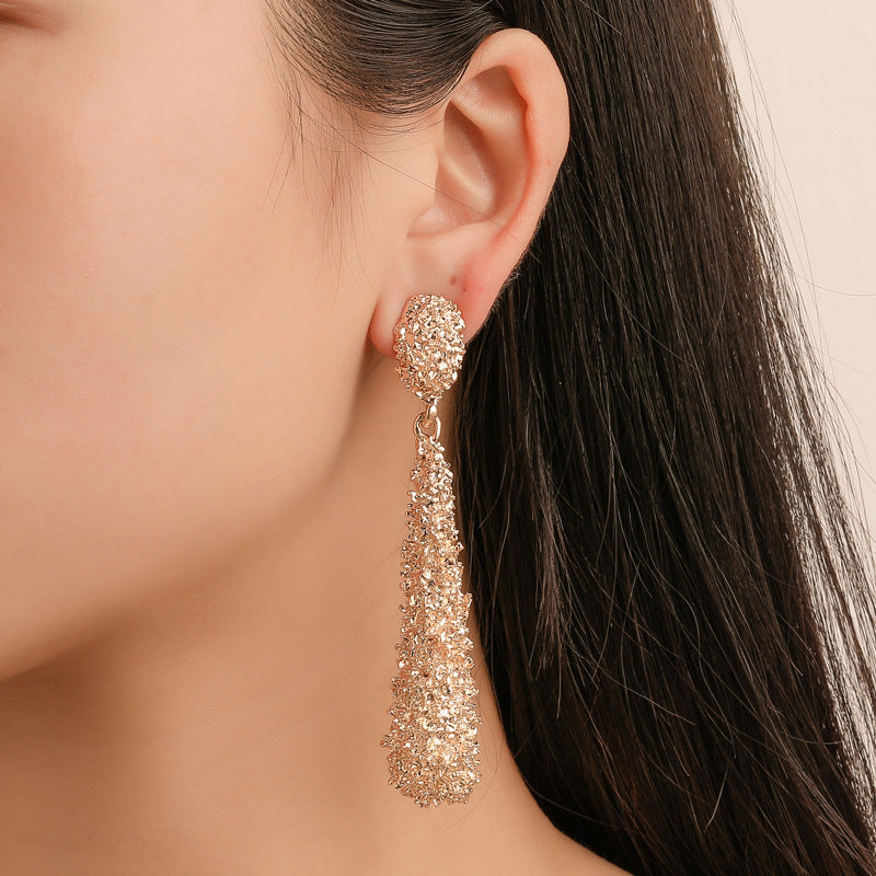 Gold-plated stainless steel water drop teardrop dangle earrings