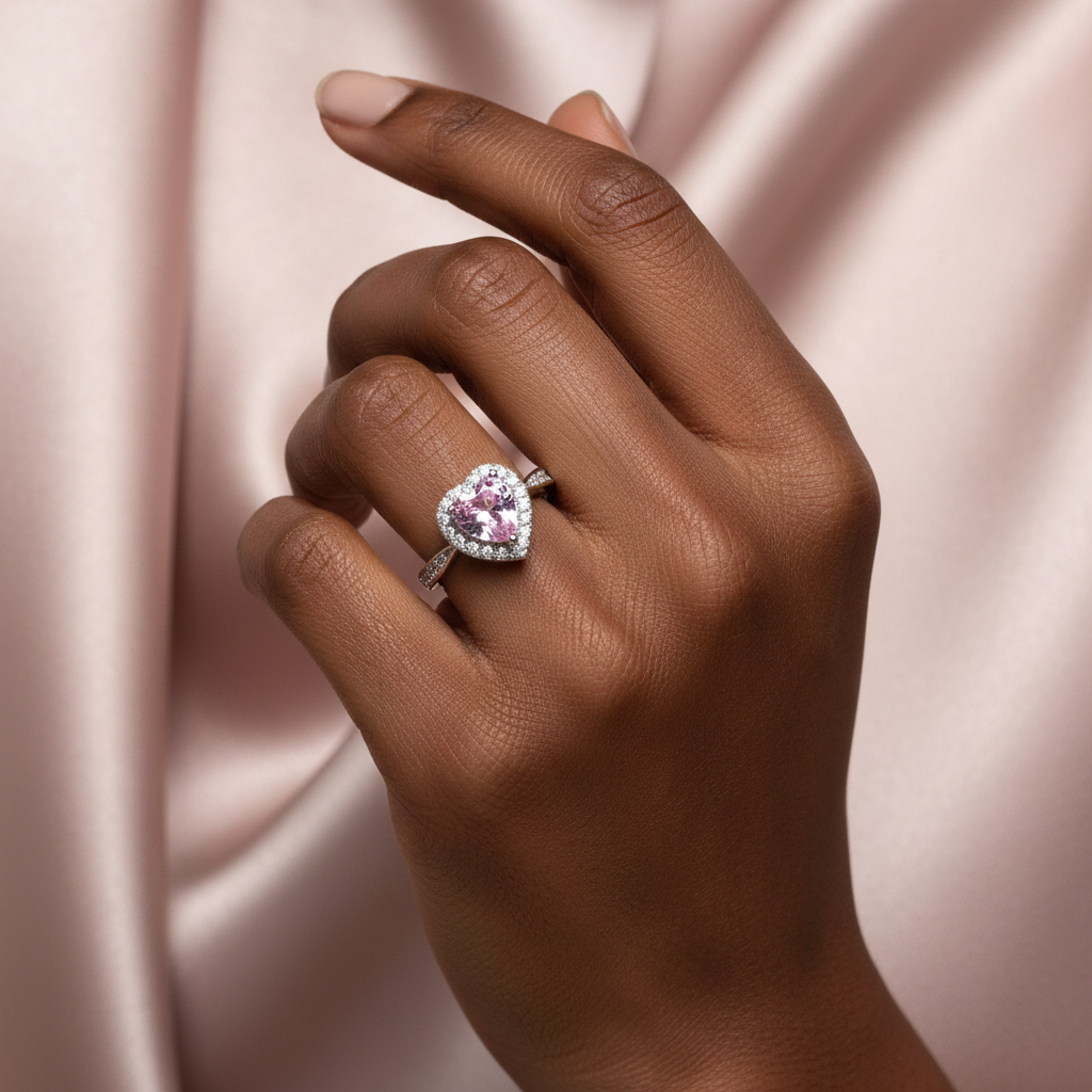 6mm heart-shaped cubic zirconia ring in 925 sterling silver – view 4