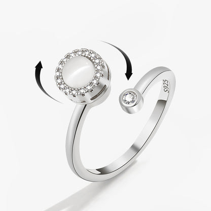 Opal Spinning Ring – Minimalist Fidget Ring in Rose Gold, White Gold & Yellow Gold