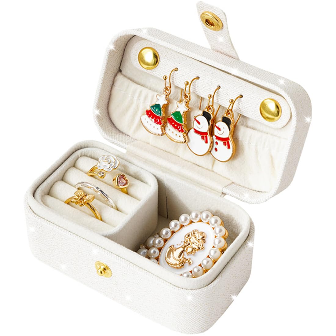 Sparkly mini travel jewelry case with ring holder
