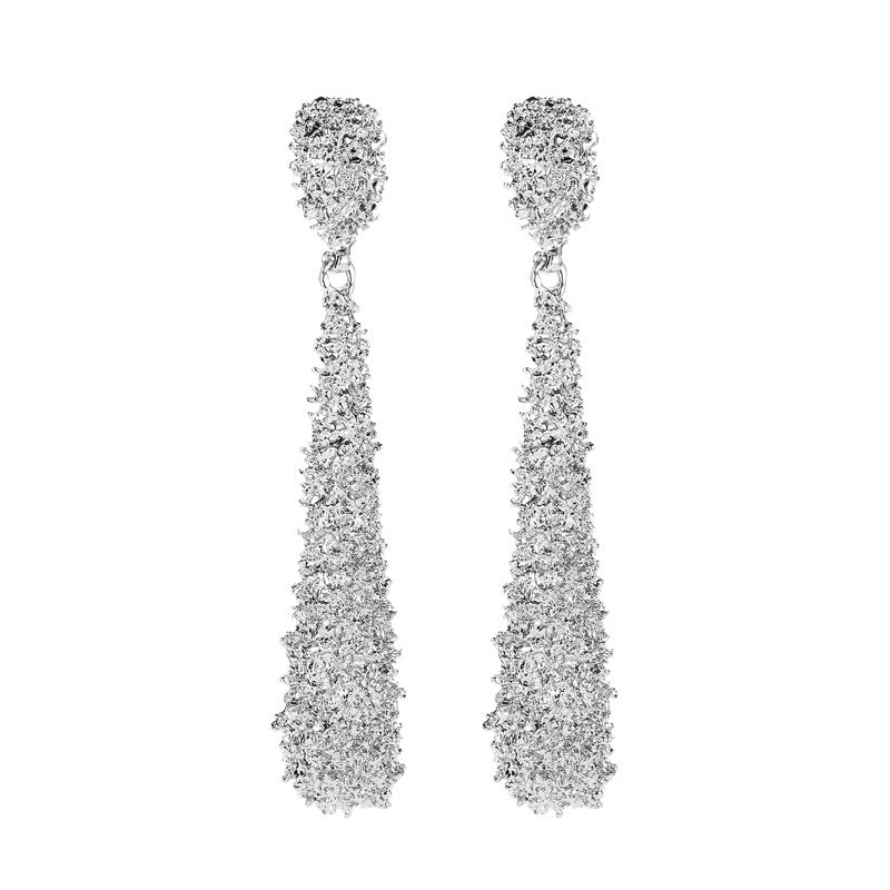 Water drop teardrop dangle earrings in plated stainless steel – view 7