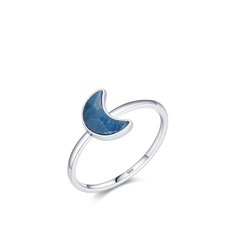 Blue Dongling crescent ring in gold-tone and silver-tone finishes