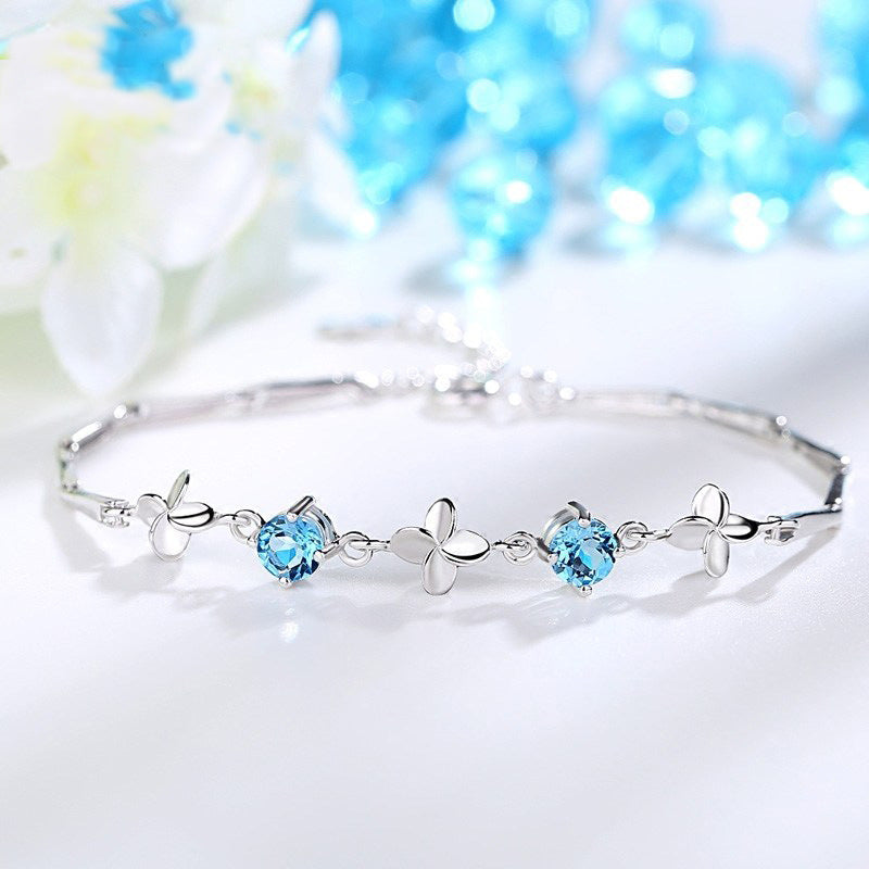 Silver Fashion Four-Leaf Clover Bracelet for Women