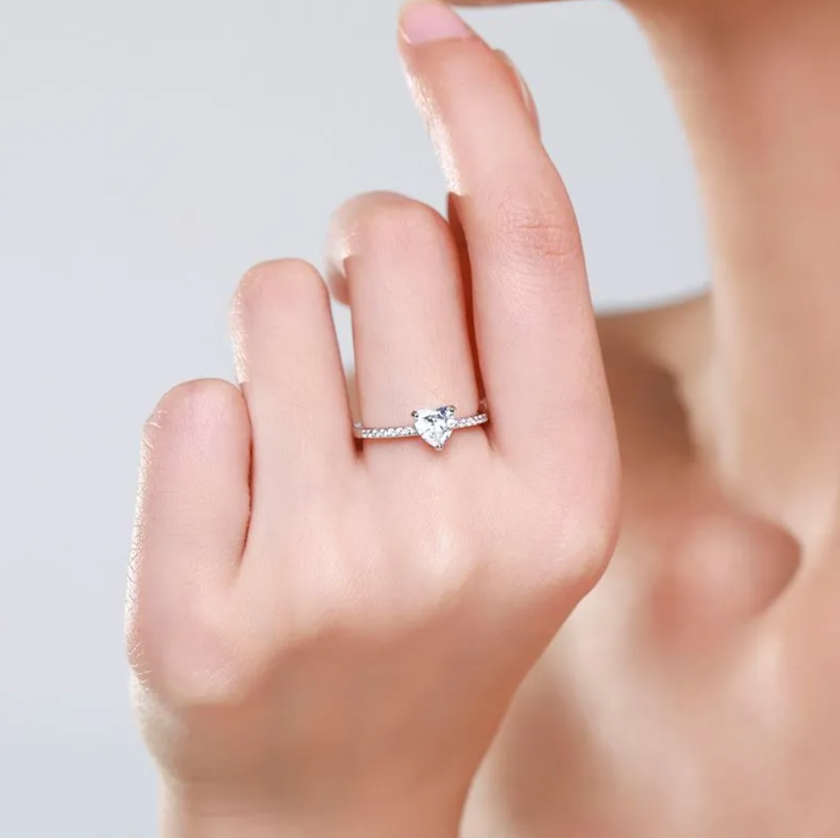 925 sterling silver heart zircon ring – view 7