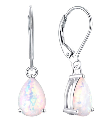 Lab-created opal teardrop dangle earrings in sterling silver – view 5