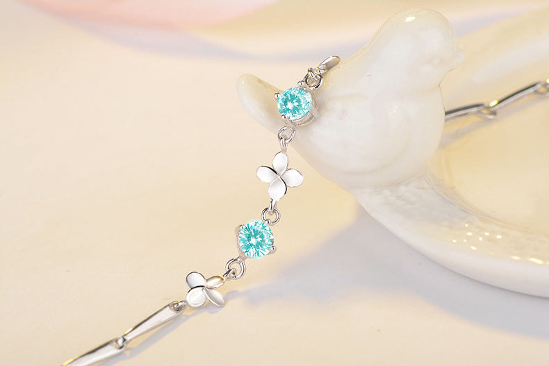 Silver Fashion Four-Leaf Clover Bracelet for Women