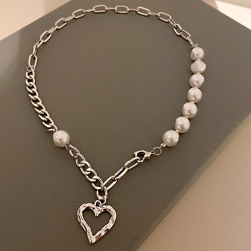 Pearl & Rhinestone Tassel Choker Necklace