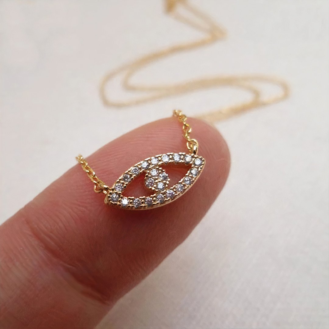 Abby evil eye necklace in 18K gold vermeil over sterling silver – view 2