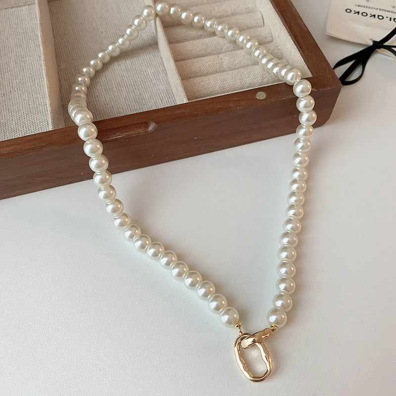 Pearl & Rhinestone Tassel Choker Necklace