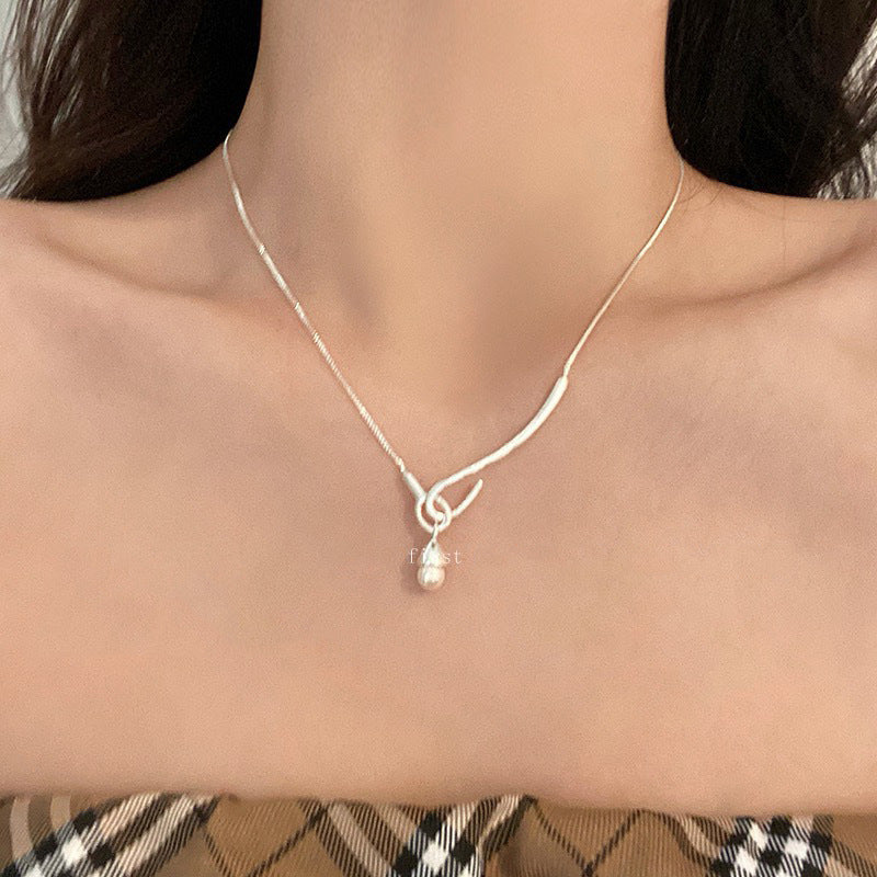 Pearl & Rhinestone Tassel Choker Necklace