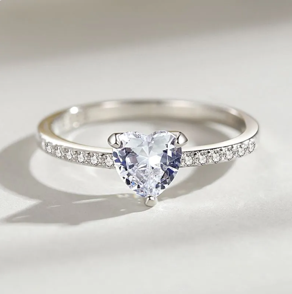 925 sterling silver heart zircon ring – view 6