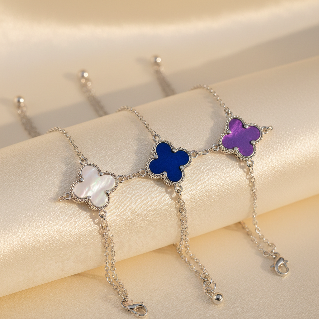 925 sterling silver four leaf clover bracelet – view 2