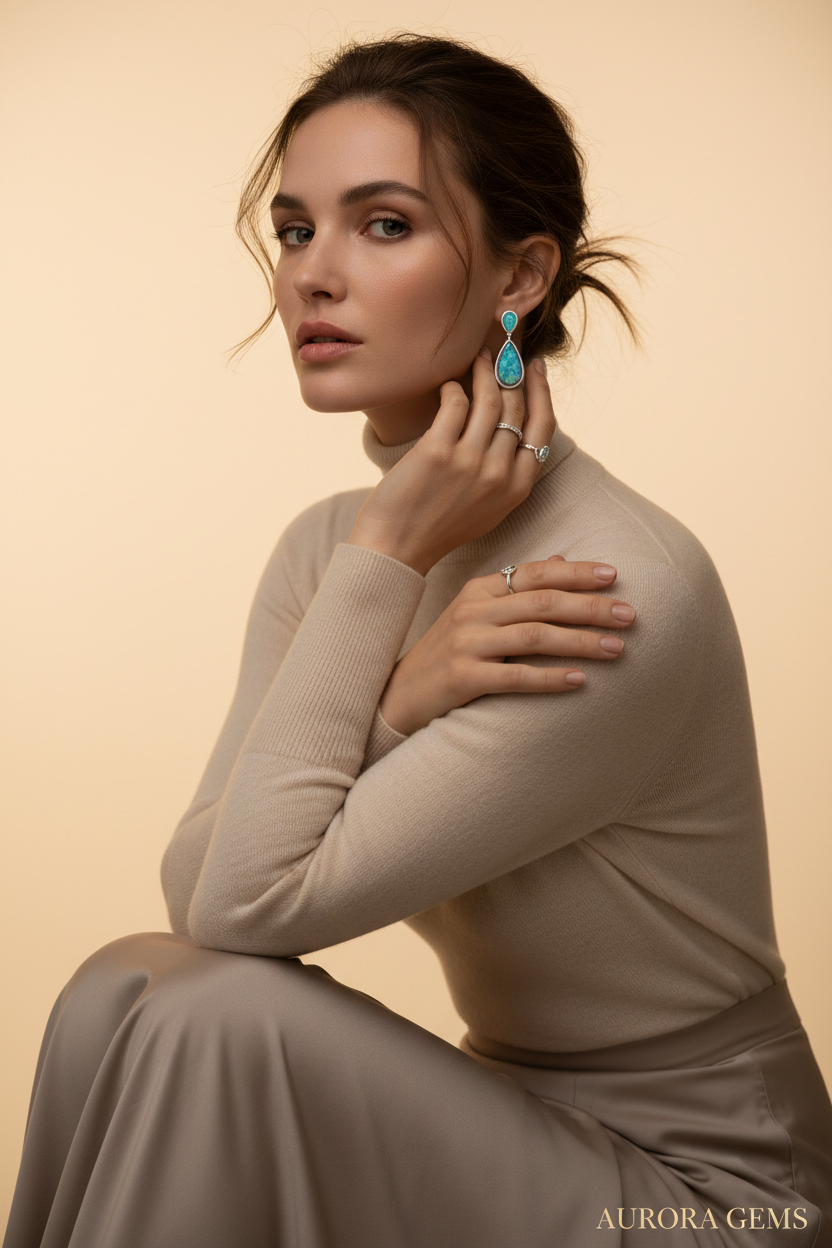 Lab-created opal teardrop dangle earrings in sterling silver – view 4