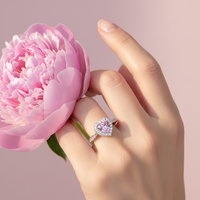 Heart-Shaped CZ Ring in Silver – Yellow & Pink