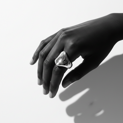 Chunky Silver Statement Ring – Wide Band Stainless Steel Ring in Silver